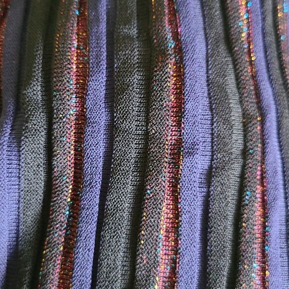 MARINE layer Penny Pleated Midi Dress in Black Rainbow Lurex - Picture 7 of 7